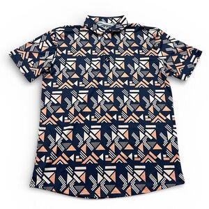 Full Wedge Golf Polo Mens Size Large Colorful Print Performance Stretch Flex